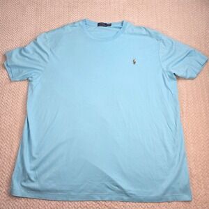 Polo Ralph Lauren Mens 3XLT Light Blue Crewneck Cotton T-Shirt Flesh Pony Logo